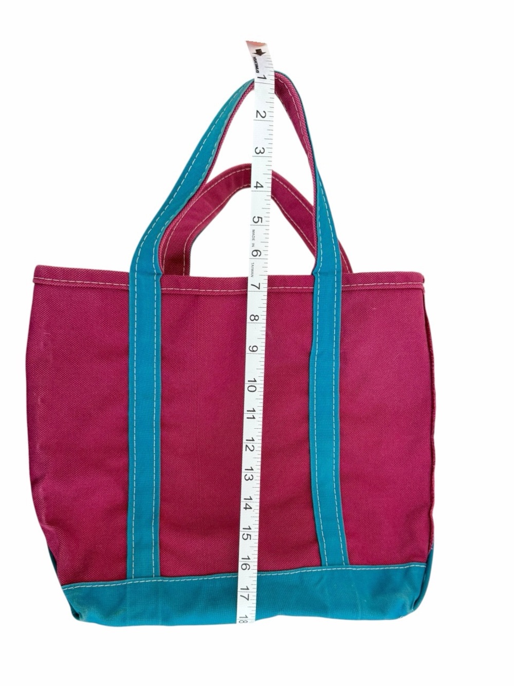 Vintage LL Bean Boat and Tote Medium Plum Teal Canvas Bag Made in USA - Picture 13 of 13